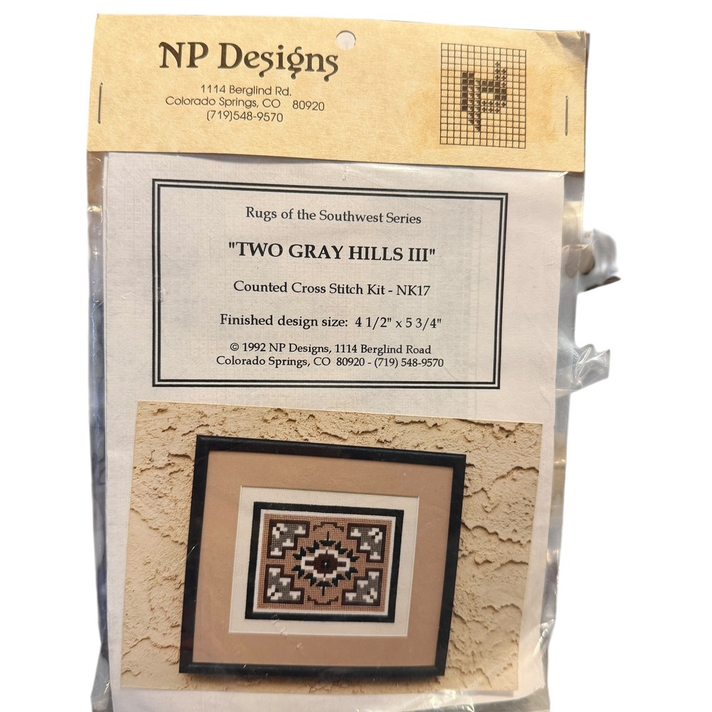 NP Designs Southwestern Counted Cross Stitch Kit 4.5x5.75 Two Gray Hills VTG New